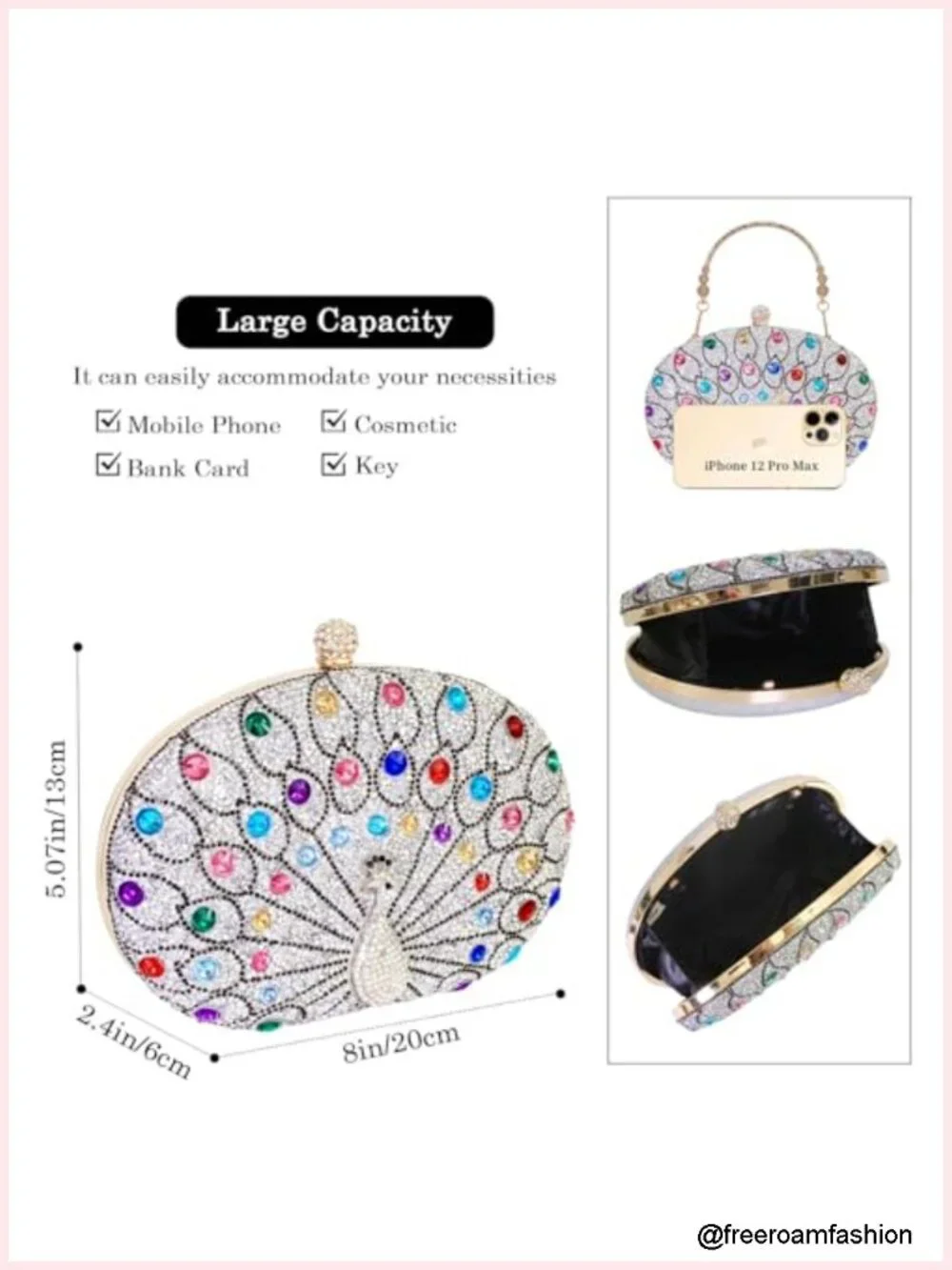 Rhinestone Evening Clutch Crossbody Shoulder Bag Wedding Night Out